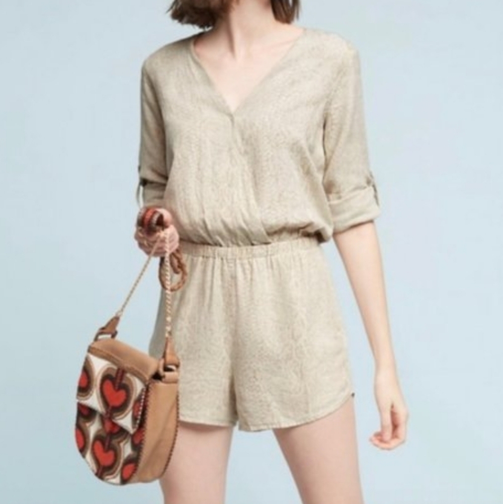 Anthro Cloth&Stone-Linen Blend Snake Print Jumpsuit Size S